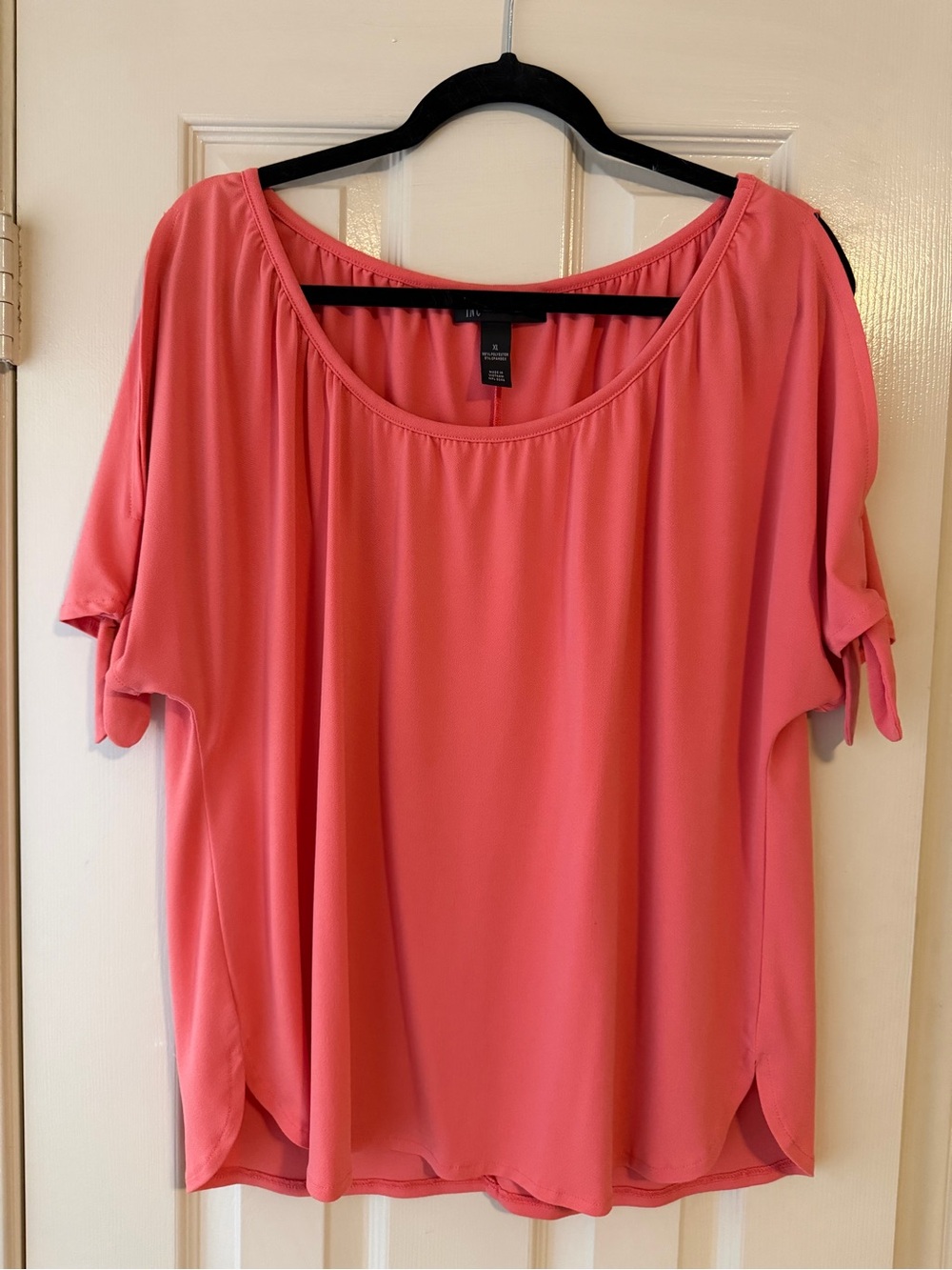 INC International Concepts Coral Cold Shoulder Short Sleeve Blouse XL